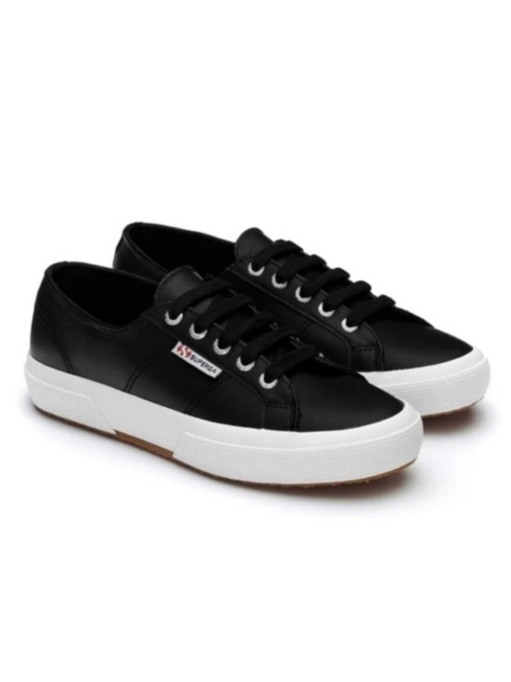 NEW Men's 7.5 EU 40 Superga 2750 Nappa LEATHER Black Sneakers Shoes S8115BW-C39